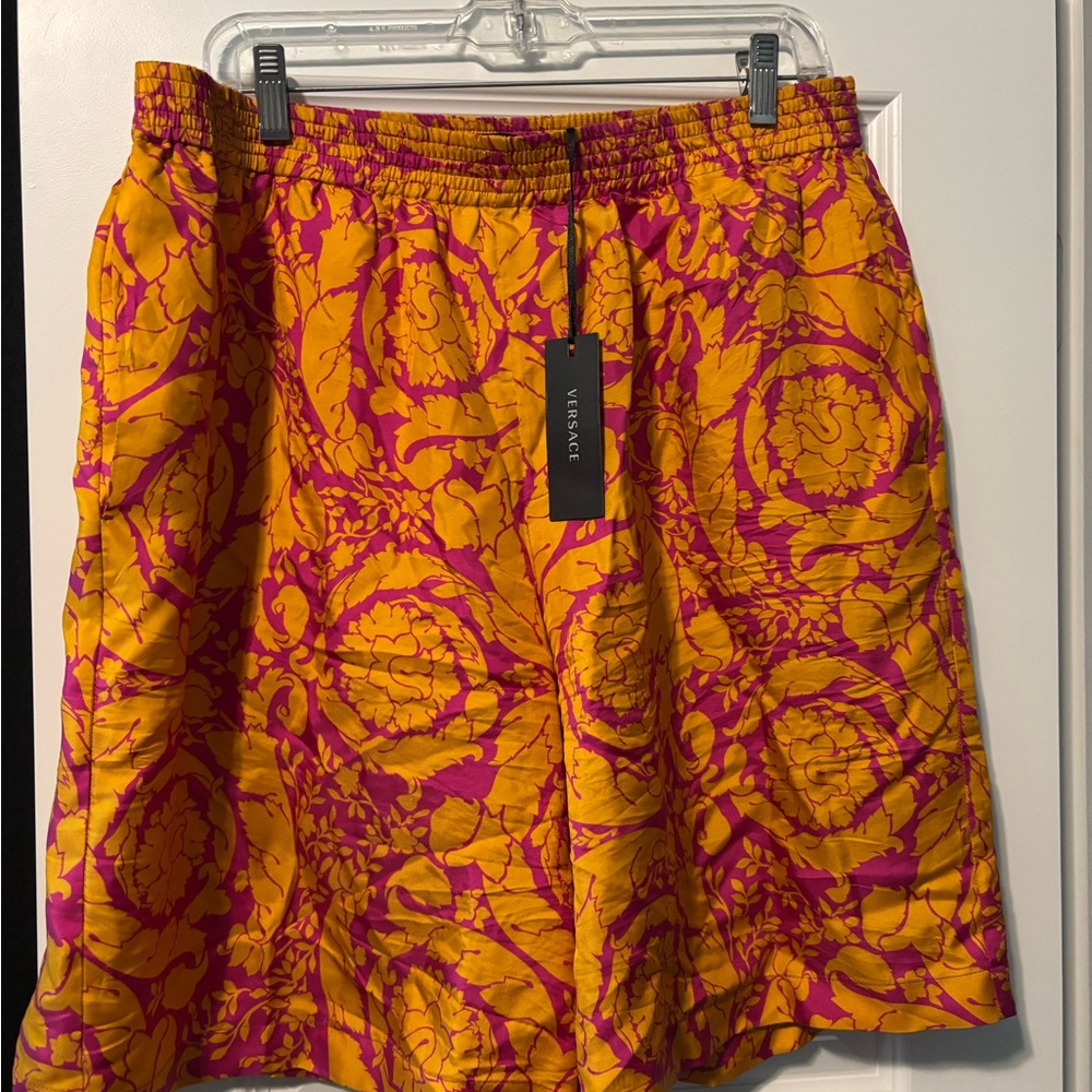 Versace Yellow and Fuchsia Baroque A-Line Skirt